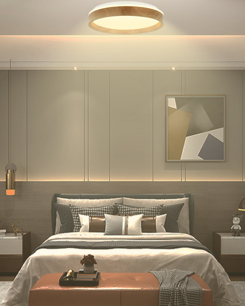 צמוד תקרה לוצי לד | לבן +עץ| 72W| CCT | Φ51