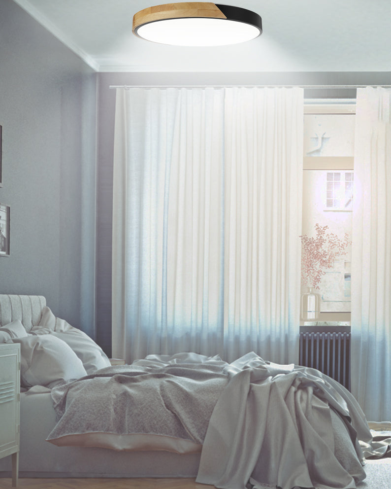 צמוד תקרה גלאס לד | 72W| CCT | Φ50| שחור+ עץ