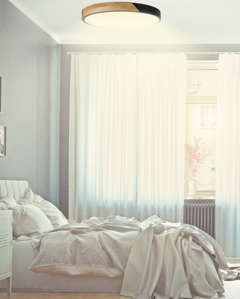 צמוד תקרה גלאס לד | 72W| CCT | Φ50| שחור+ עץ