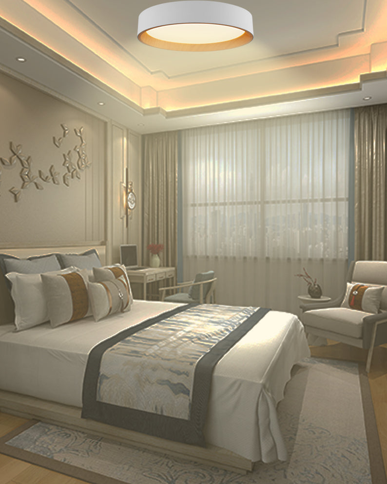 צמוד תקרה סאמר לד | 72W| CCT | Φ49| לבן+ עץ