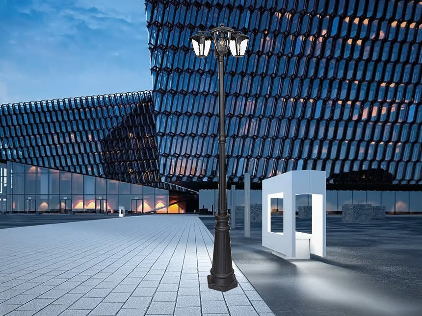 עמוד תאורה חוץ לגינה שלישיה נועם| שחור| 200 ס"מ