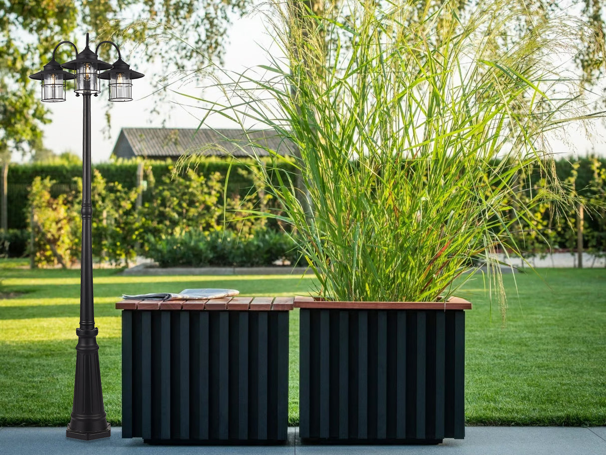 עמוד תאורה חוץ לגינה שלישיה כמל | שחור| 200 ס"מ