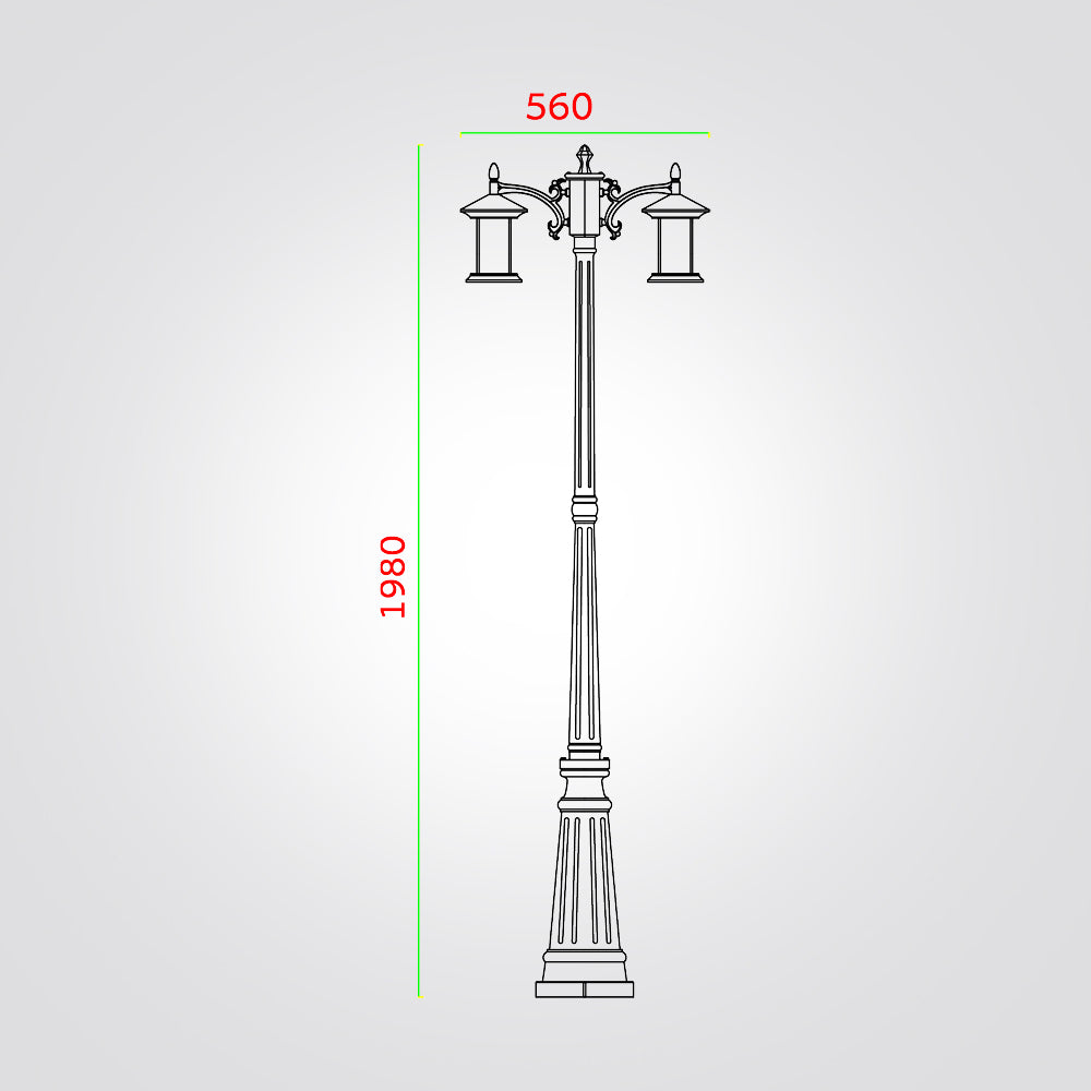 עמוד תאורה חוץ לגינה זוגי קיין | 200 ס"מ