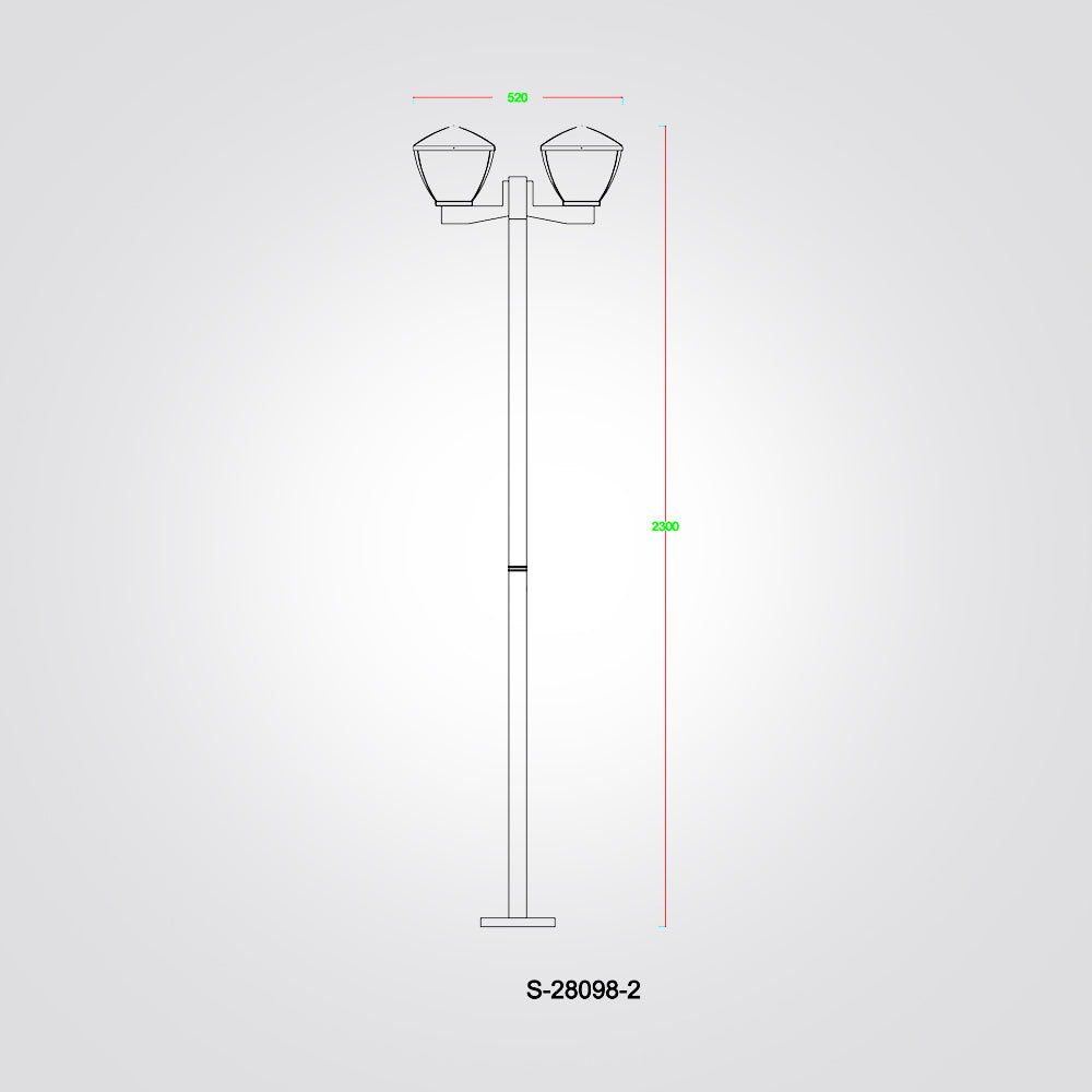 עמוד תאורה חוץ לגינה זוגי לוקס | 200 CM