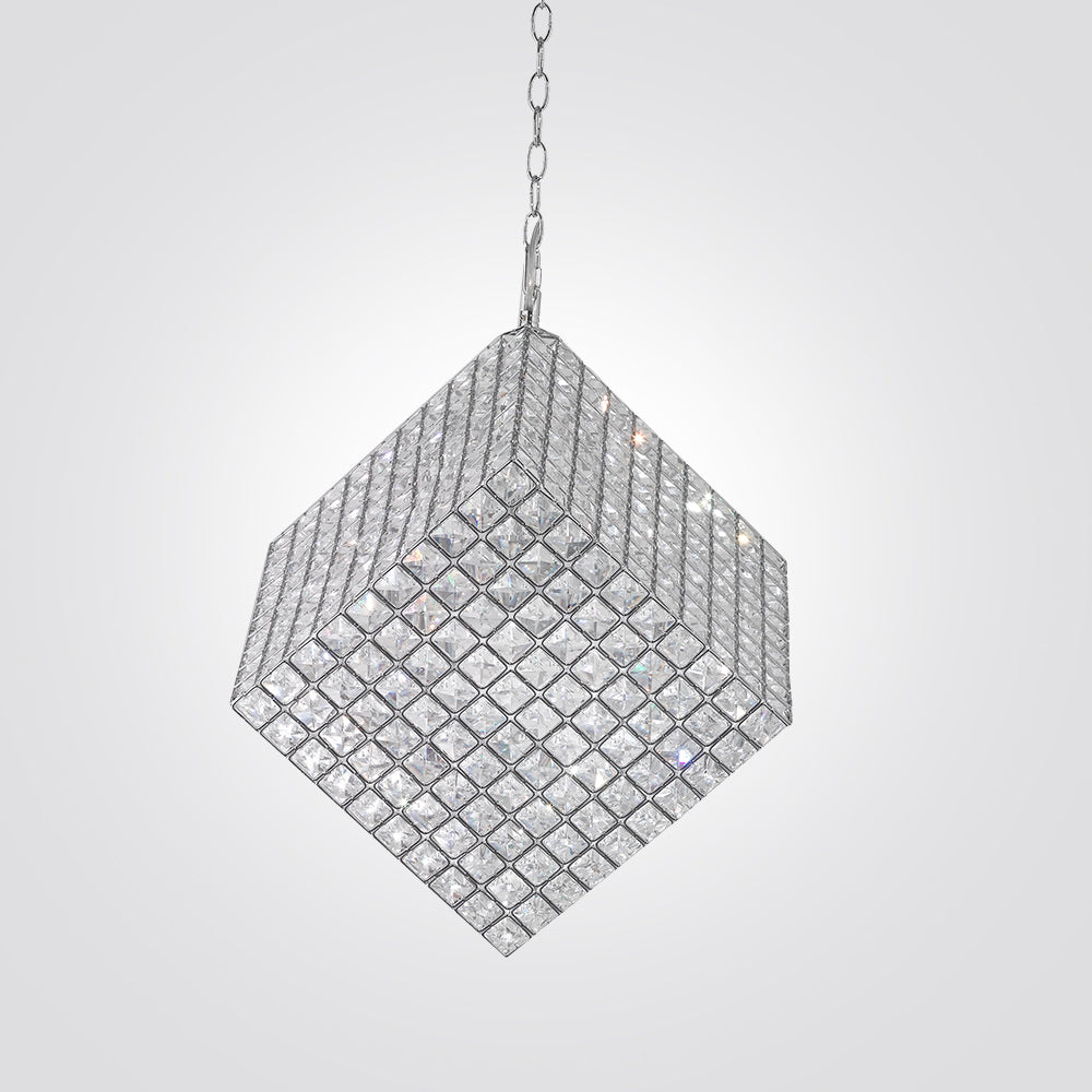 מנורת תלייה קריסטל קוביה