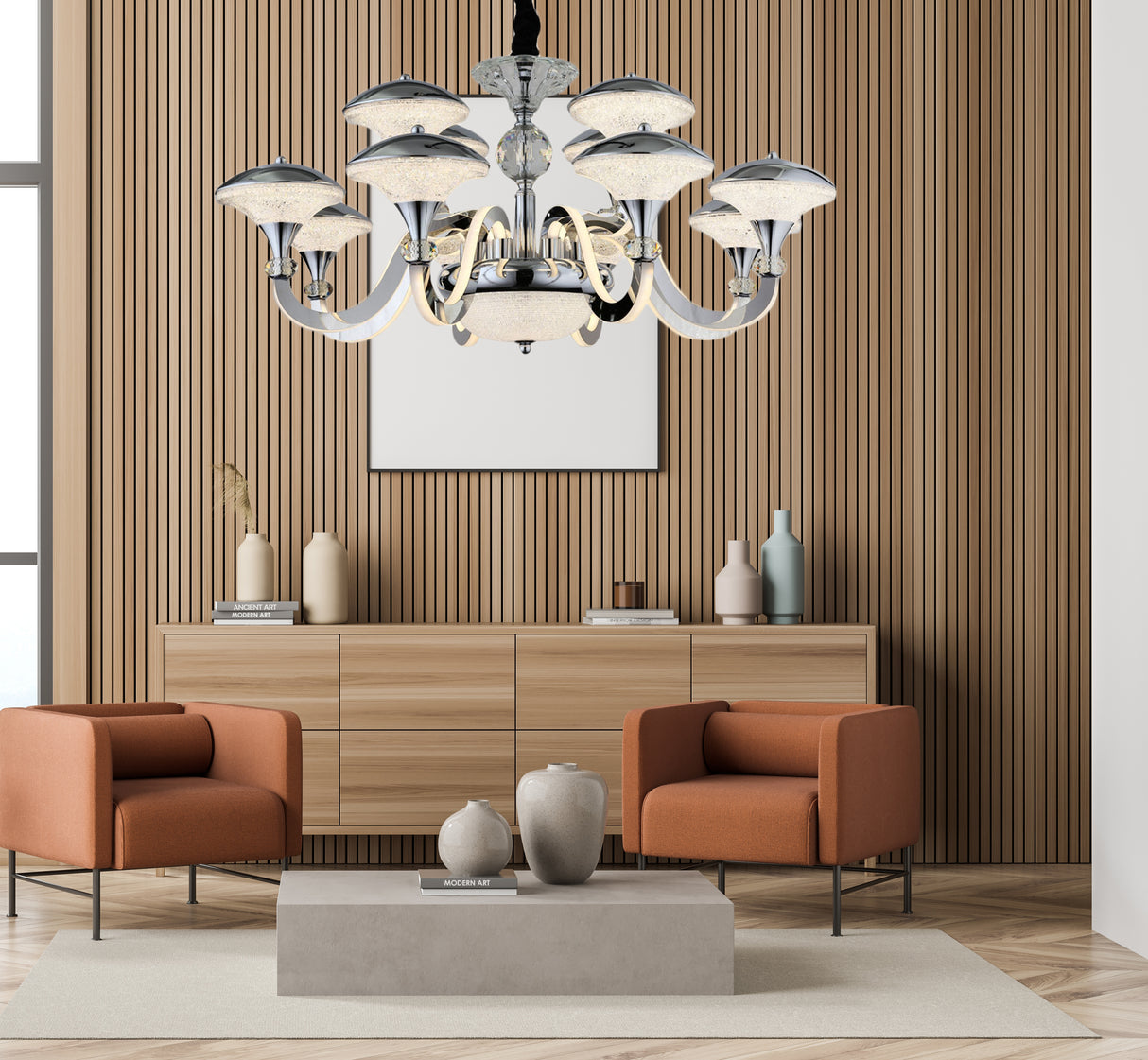 מנורת תלייה קריסטל עידן לד 12 קנים