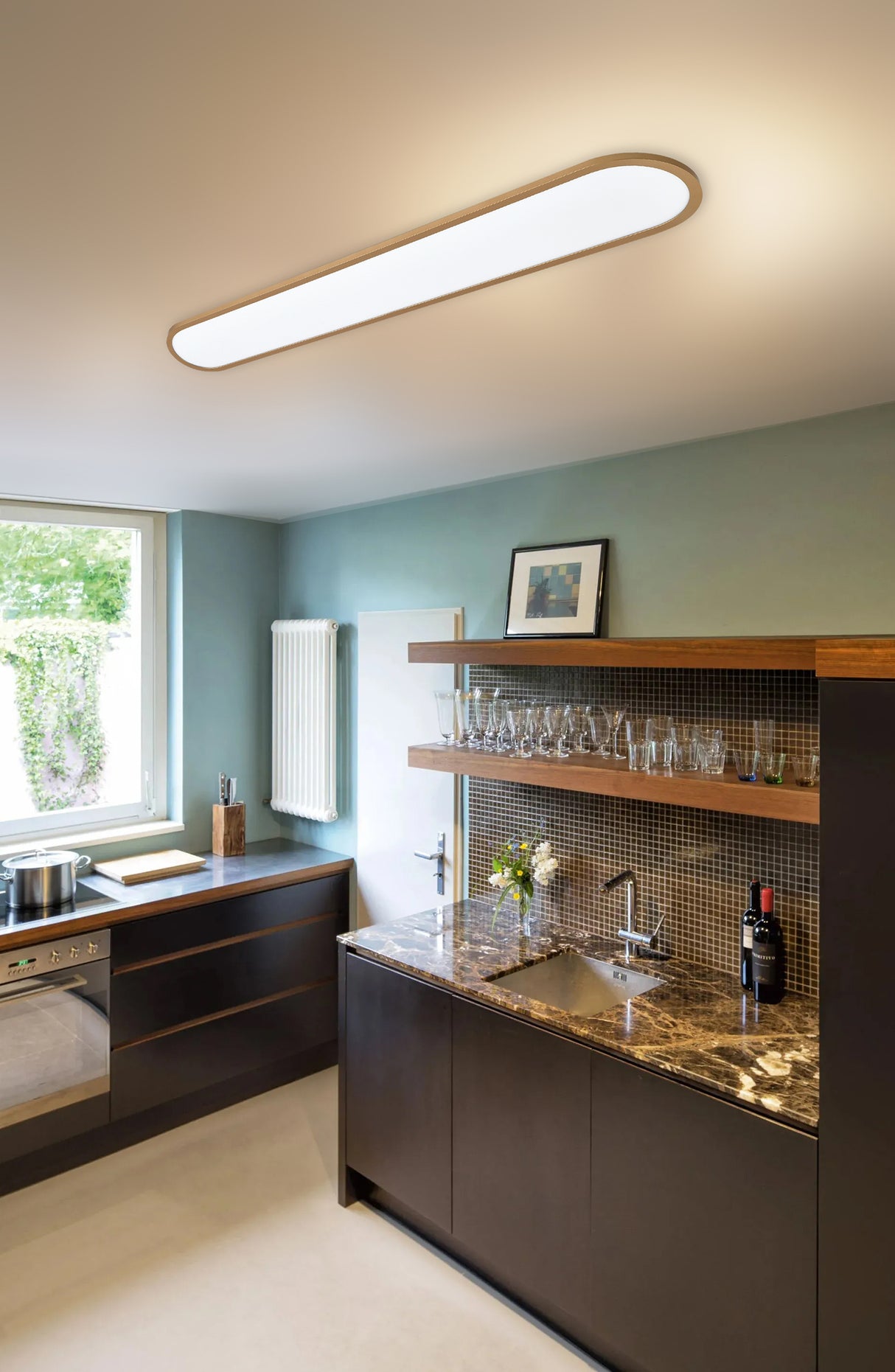 פאנל לד צמוד תקרה מלבני איריס סרקל לד| שחור| לבן| זהב| 120X20ס"מ