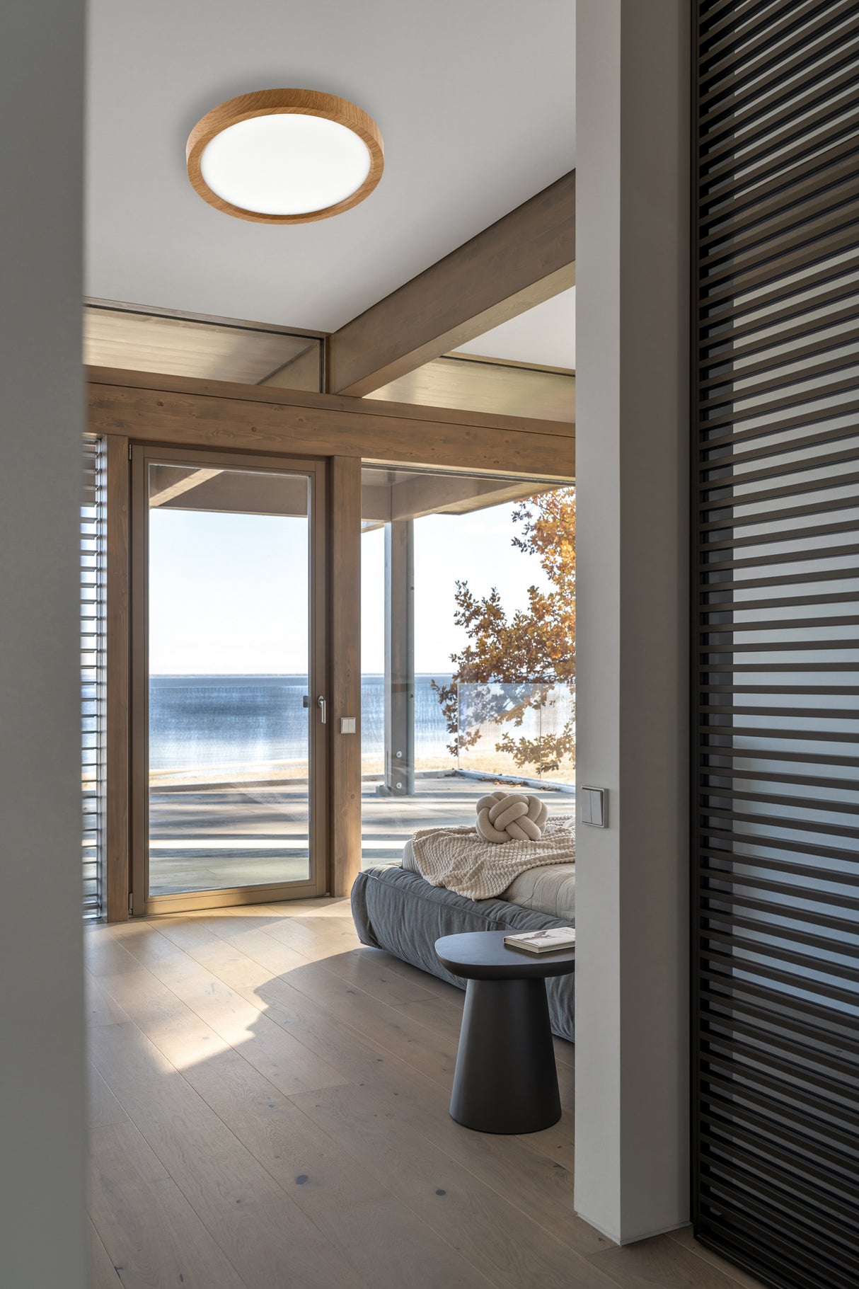 פאנל לד צמוד תקרה 24W שחור|זהב| לבן| עץ| CCT| Φ23