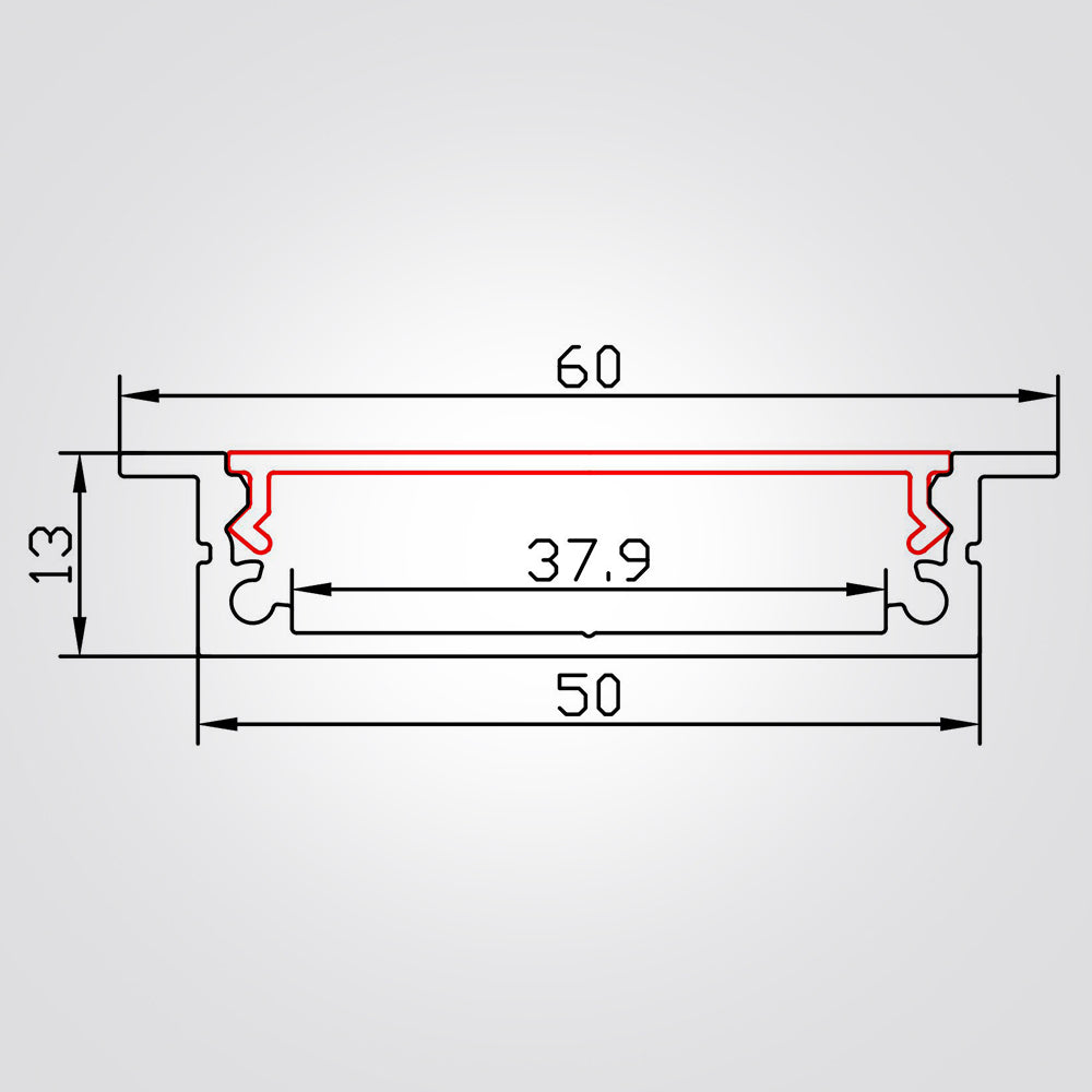 פרופיל תאורה שקוע 60X13 MM