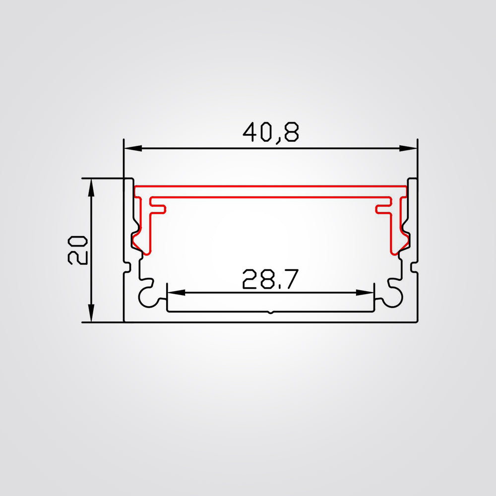 פרופיל תאורה חיצוני 40X20 MM