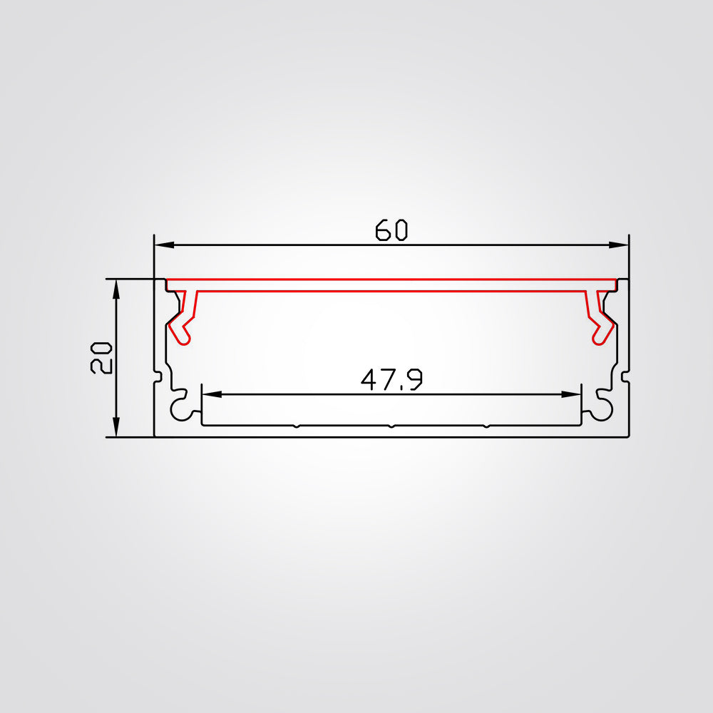 פרופיל תאורה חיצוני 60X20 MM