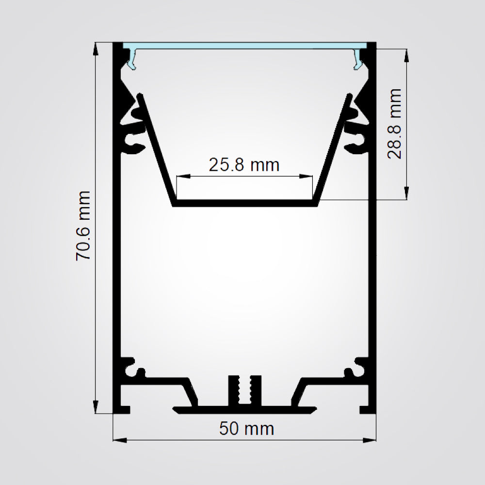 פרופיל תאורה חיצוני 50X70 MM