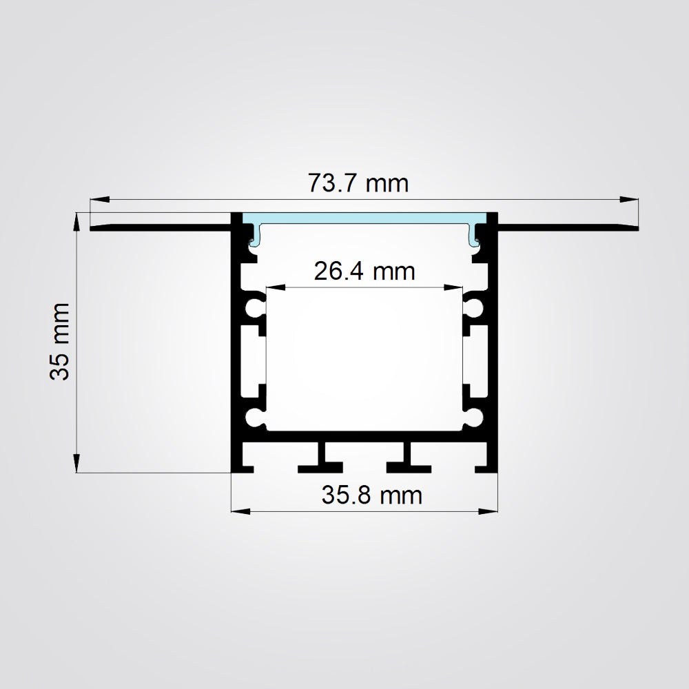 פרופיל תאורה שקוע טרימלס 35X35 MM