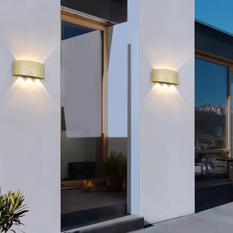 מנורת קיר גינה חוץ אפ-דאון לד רון שחור| לבן| זהב
