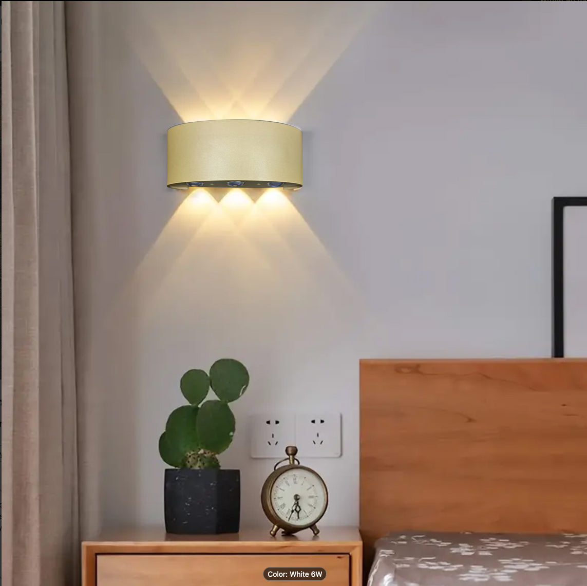 מנורת קיר גינה חוץ אפ-דאון לד רון שחור| לבן| זהב