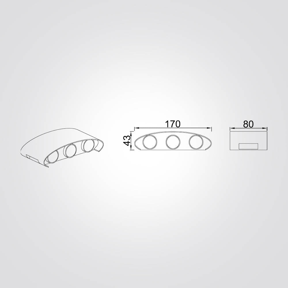 מנורת קיר חוץ אפ-דאון – 2x3W | שחור | 3000K