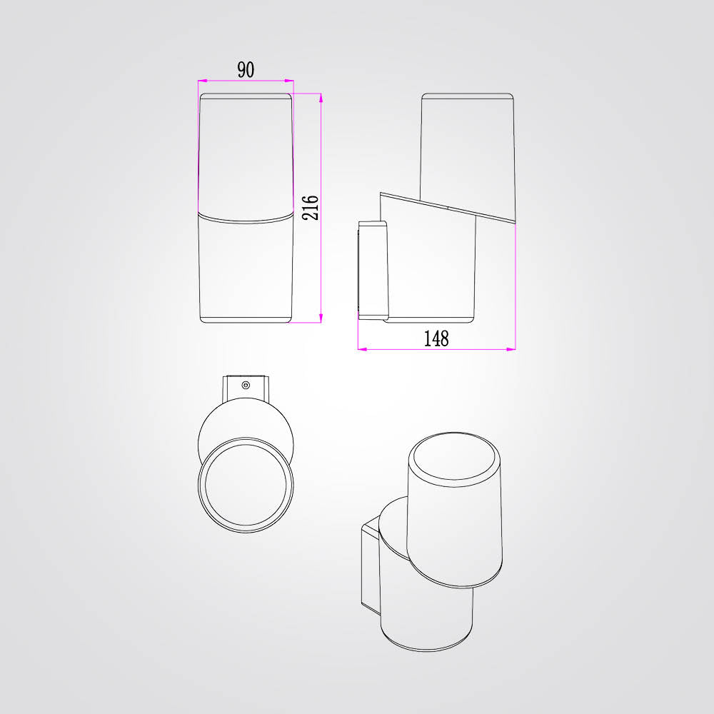 מנורת קיר גינה חוץ אפ דאון דדו | IP65