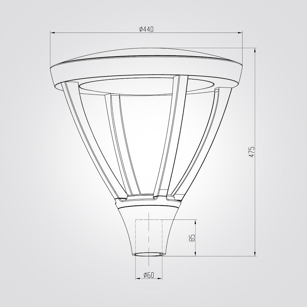 פנס לד לתאורת רחוב – 60W | 4000K | אפור מט | דגם R
