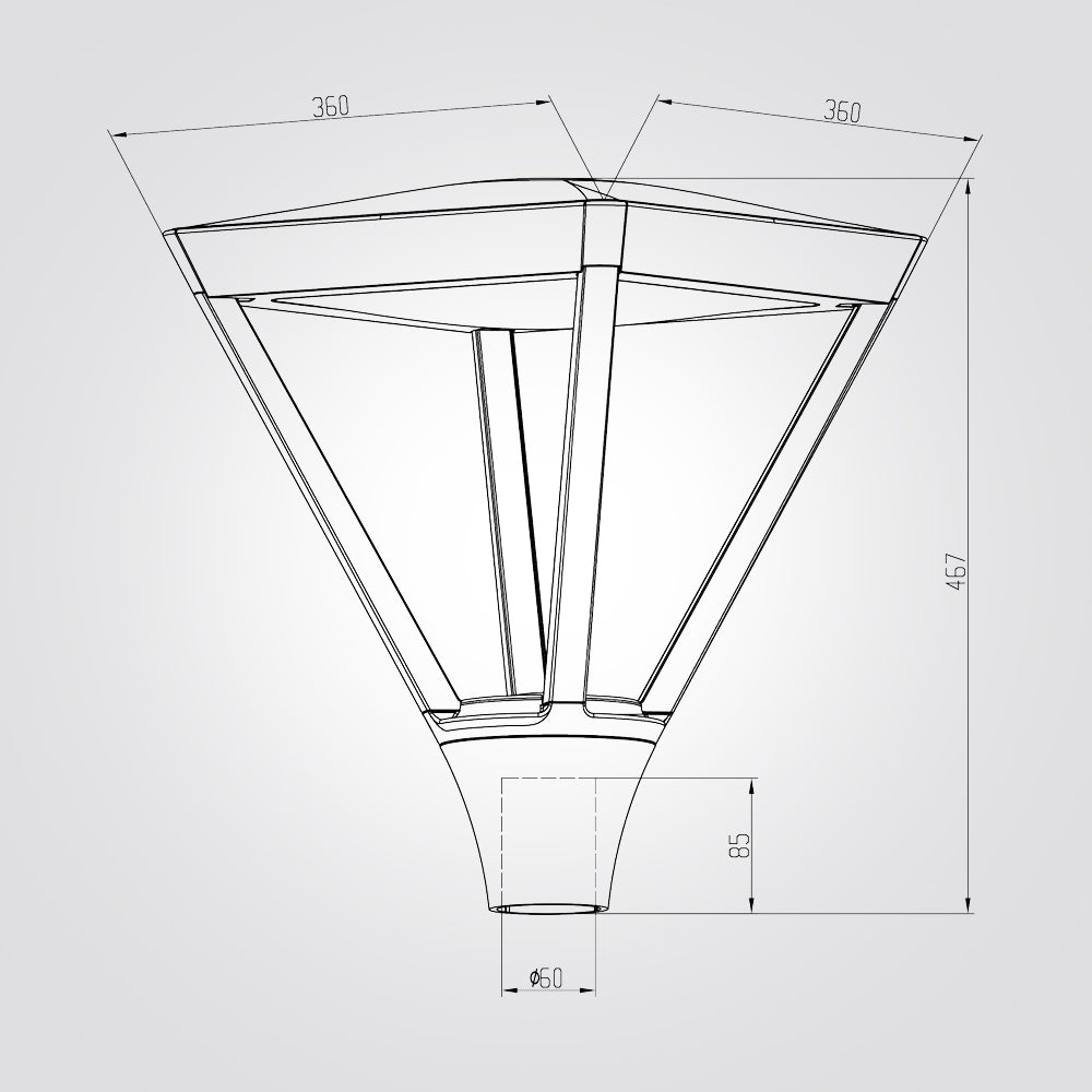 פנס לד לתאורת רחוב – 60W | 4000K | אפור מט | דגם S