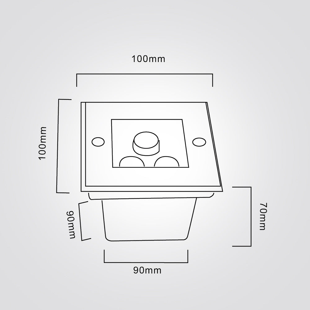 שקוע רצפה לד מרובע 3W| 12V| IP64