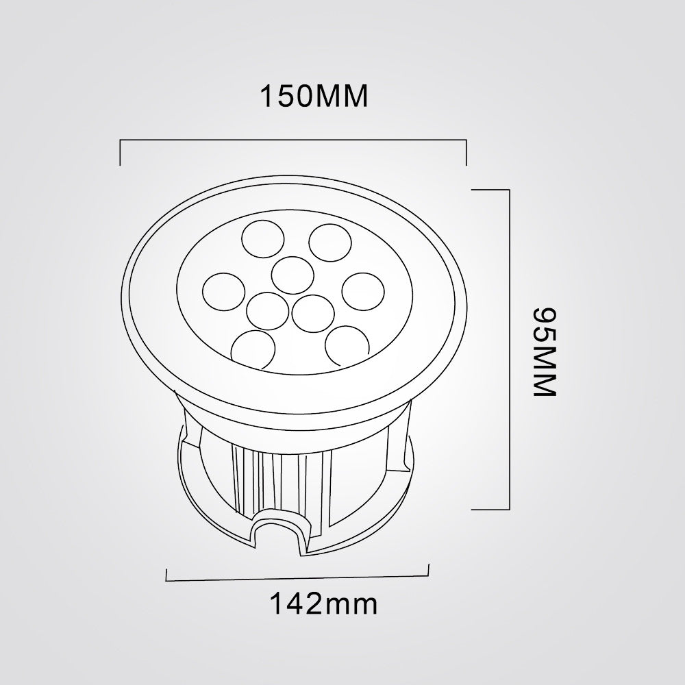 שקוע רצפה לד עגול 9W| 12V| IP65
