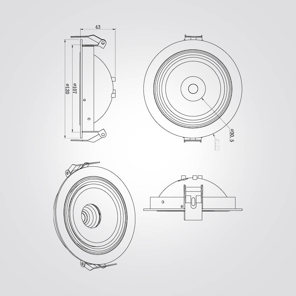 שקוע זחל טרימלס לד מתכוונן 360° |9W|3000K
