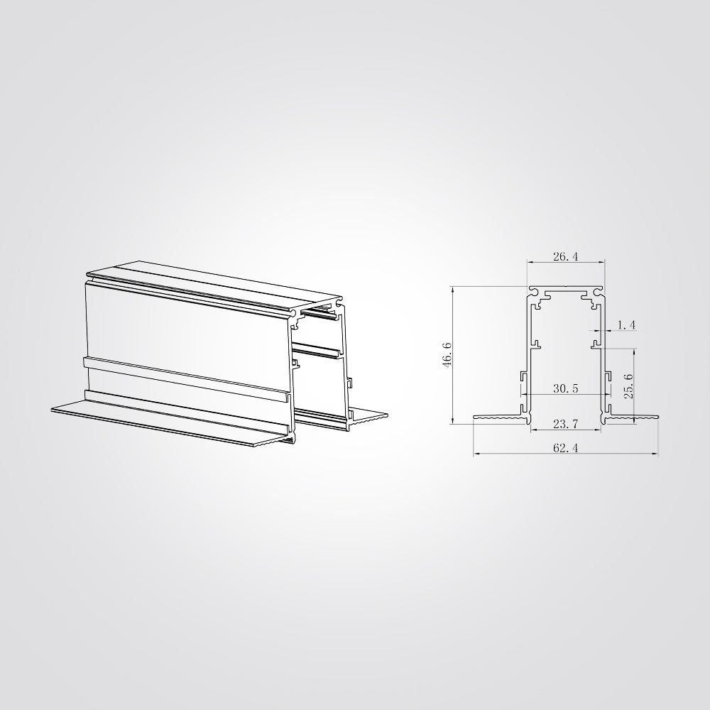 פס צבירה שקוע מגנט 3 מטר סומו | 48V| דגם D