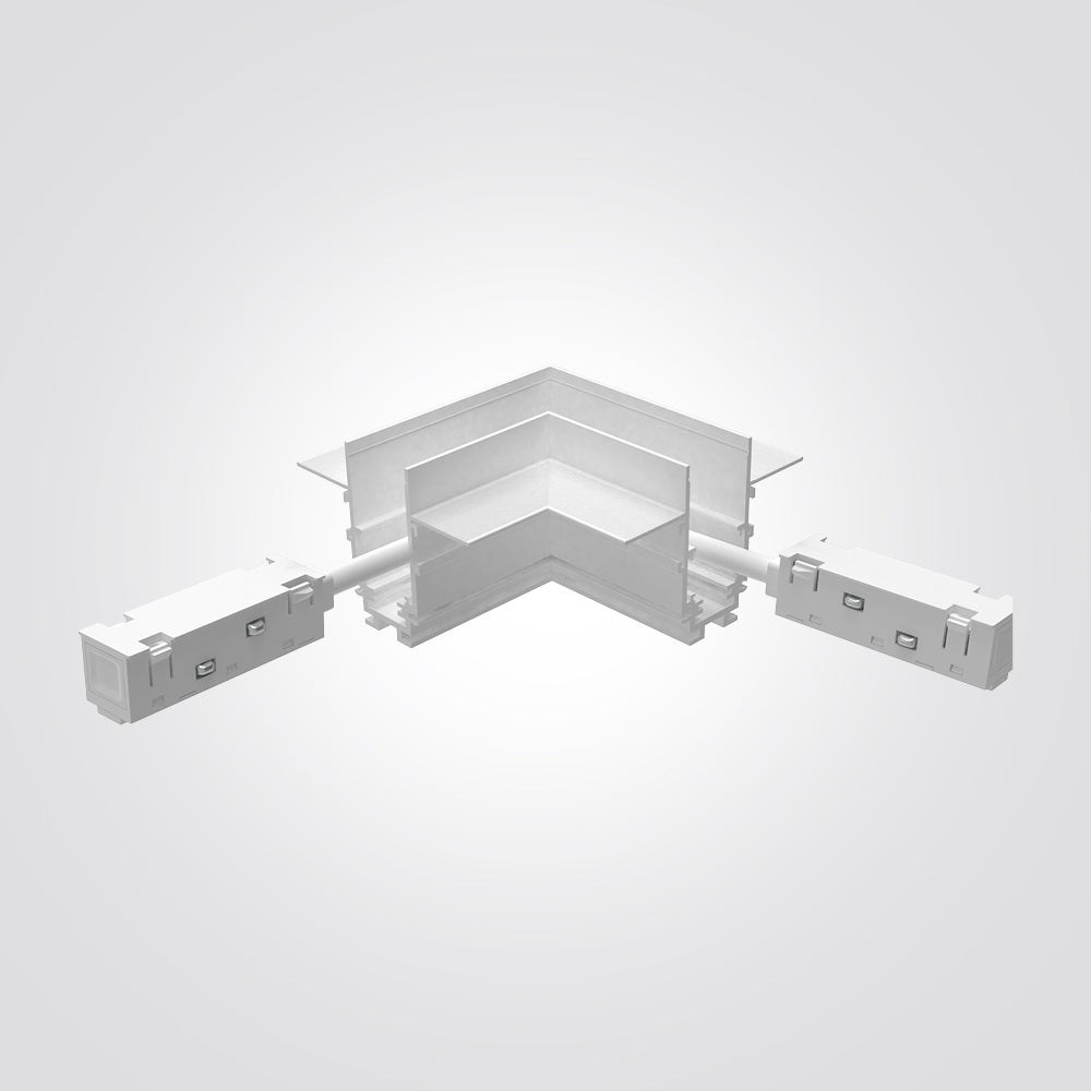 מחבר זווית L לפס צבירה מגנטי כולל מחבר הזנה לבן דגם| G