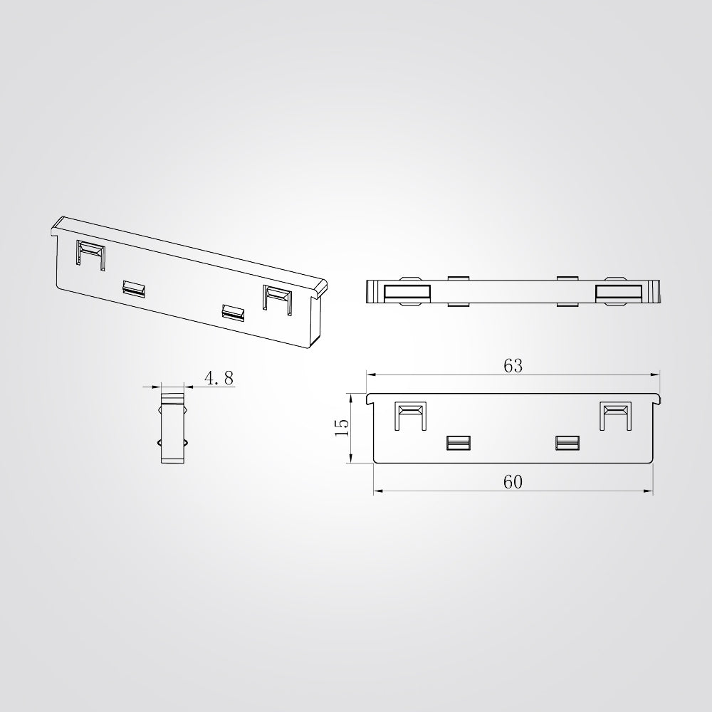 מחבר ביניים למסלול תאורה למערכת מגנטית לייזר 24V