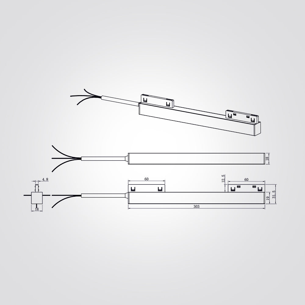דרייבר למסלול תאורה למערכת מגנטית לייזר 24V שחור |לבן