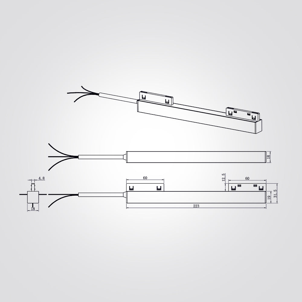 דרייבר למסלול תאורה למערכת מגנטית לייזר 24V שחור |לבן
