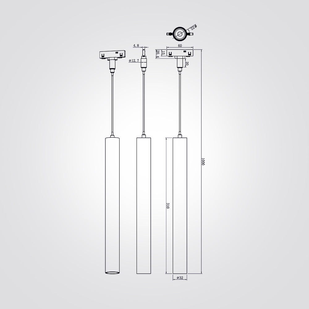 ג"ת צילינדר תלייה למערכת מגנטית לייזר 24V שחור |לבן | 7W