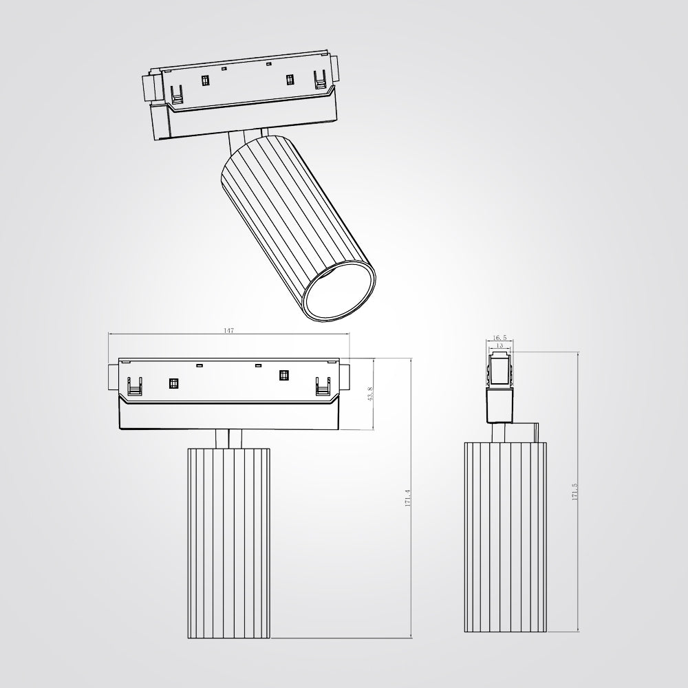 ספוט 12W לפס צבירה מגנט 48V| שחור| לבן| ניתן לדימור|CCT