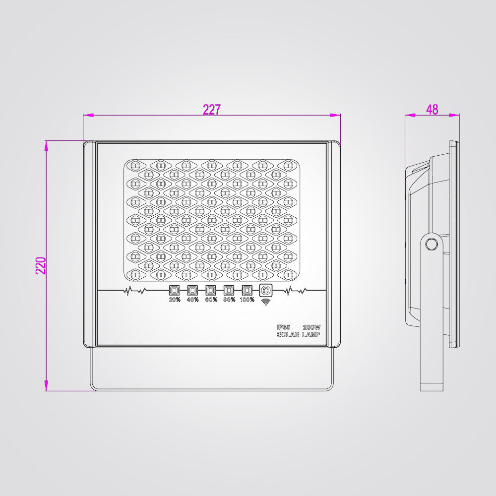 פנס הצפה סולארי – שחור | לבן – 50W / 100W / 200W