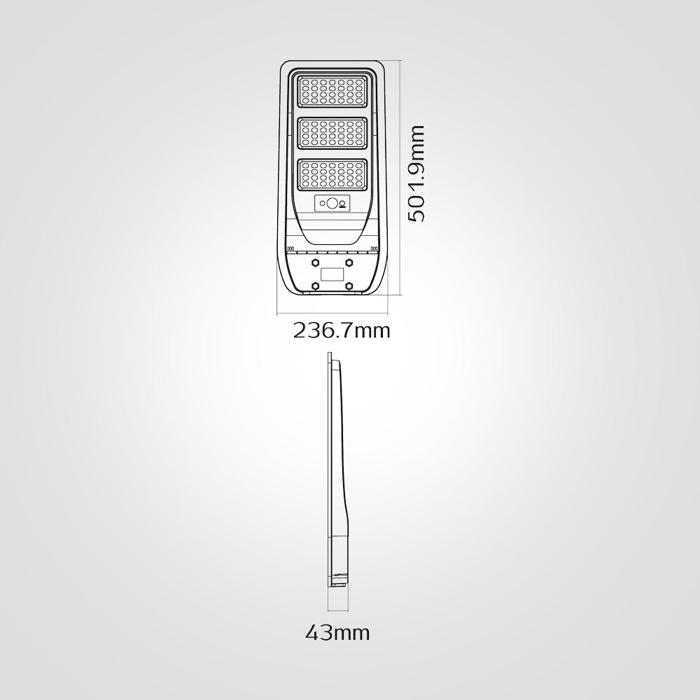 פנס רחוב סולארי + גלאי תנועה תושבת ושלט הפעלה 100W| 6500K|IP65