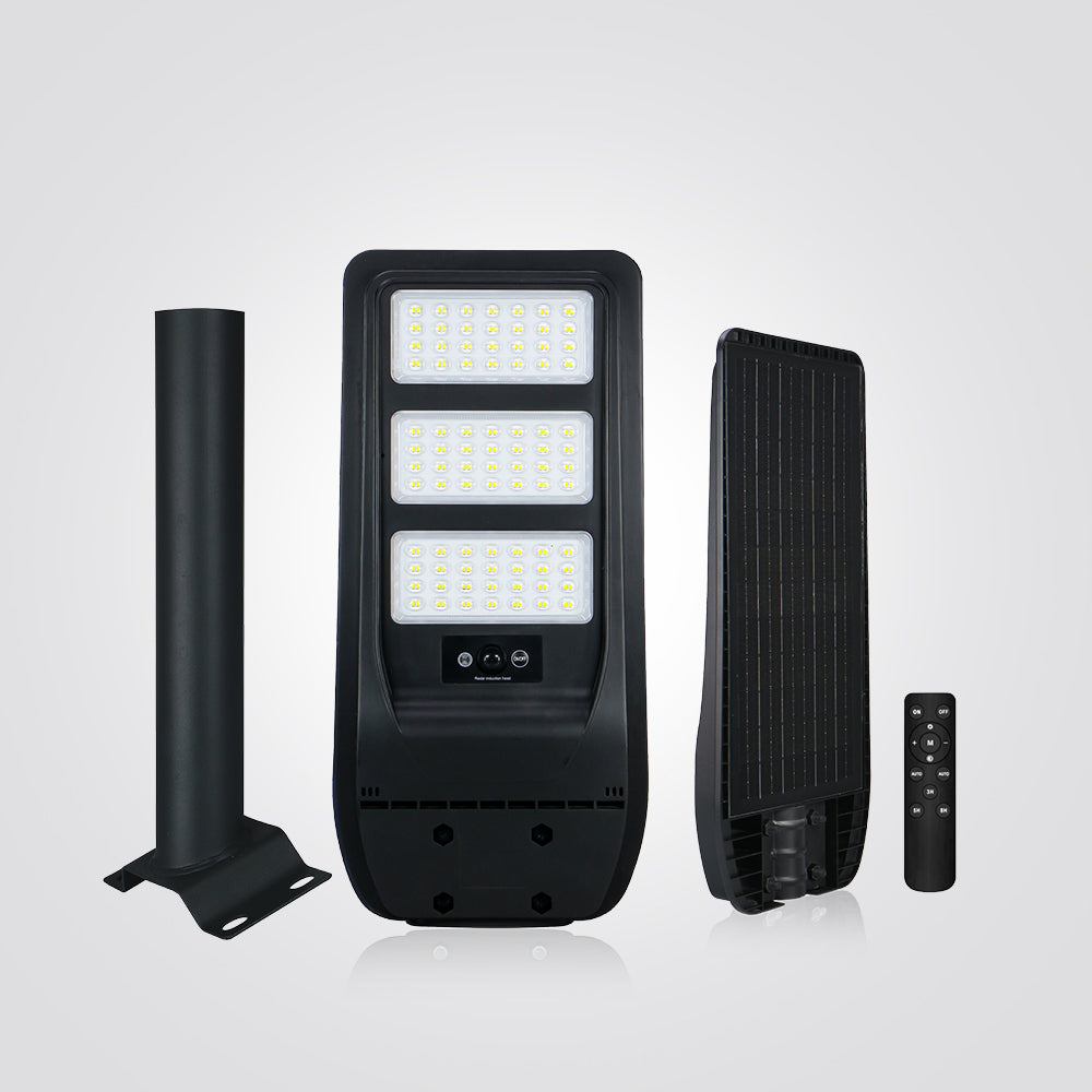 פנס רחוב סולארי + גלאי תנועה תושבת ושלט הפעלה 100W| 6500K|IP65