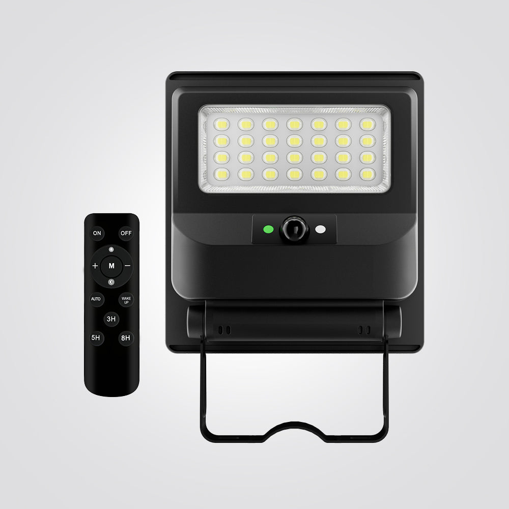 פרוז'קטור פנס הצפה סולארי שחור + גלאי תנועה ושלט 50W | IP65 | 6500K