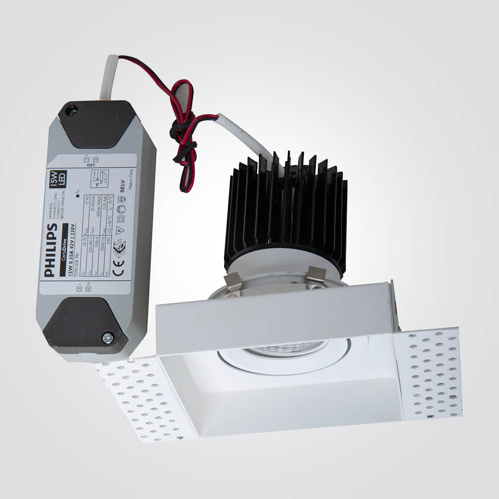 שקוע תקרה טרימלס מרובע לד טיטן 13W|3000K|לבן