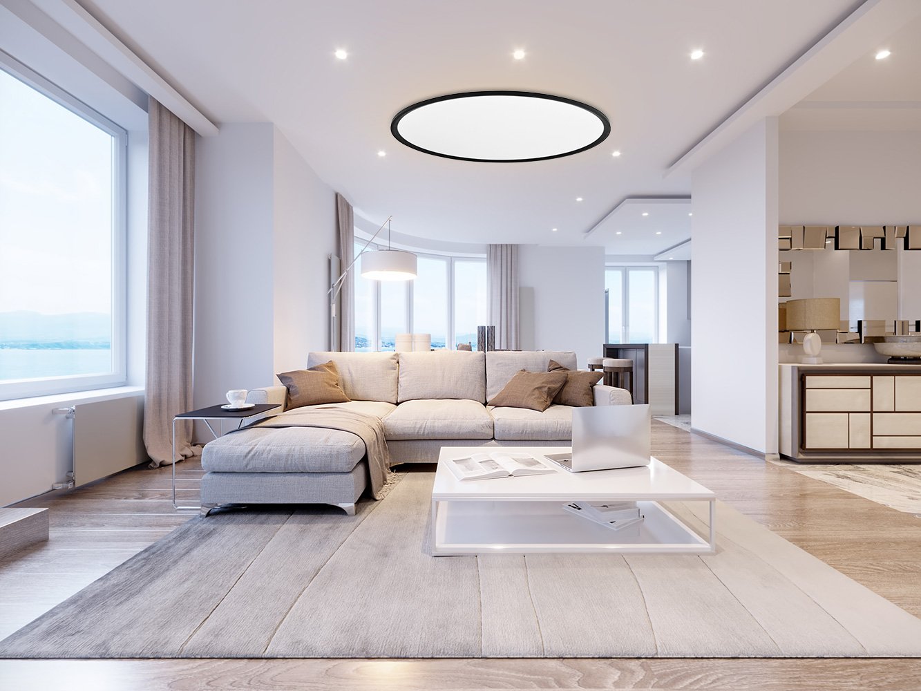 צמוד תקרה מרחף עזי לד | Φ120| פליז | שחור