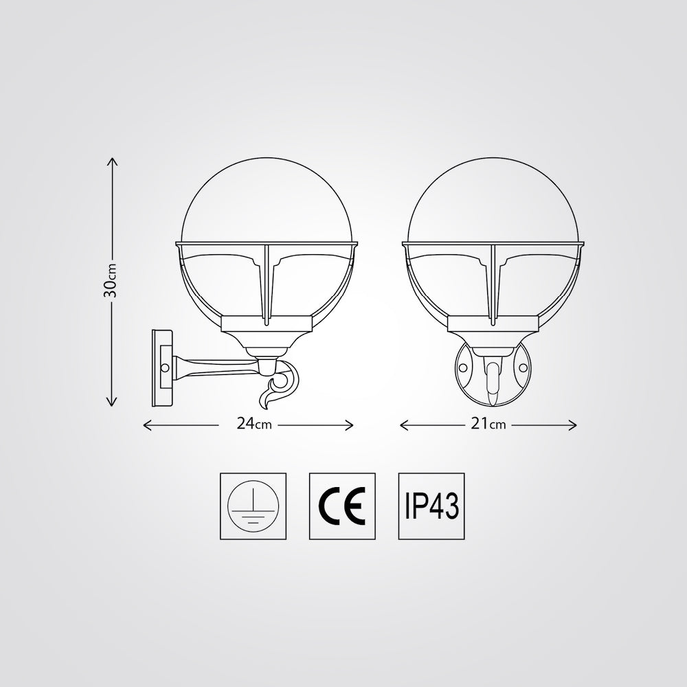 מנורת קיר גינה חוץ גבי| פליז יצוק| IP43