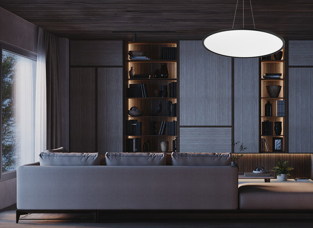 מנורת תלייה פאנל לד אורן שחור| Φ40| Φ60| CCT