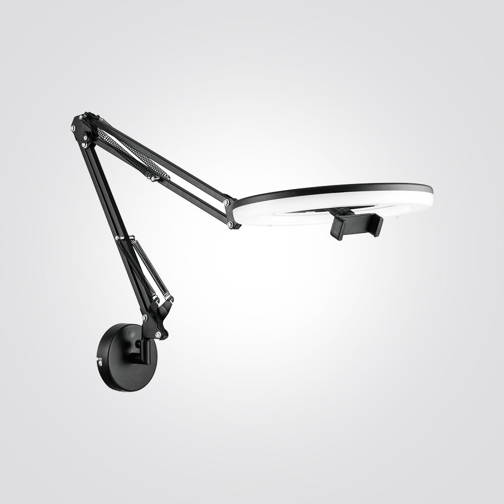 מנורת קיר רינג עם USB שחור לד