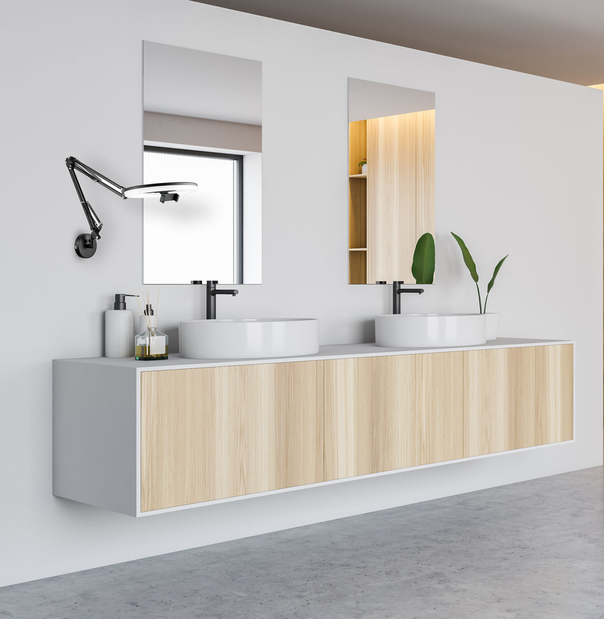 מנורת קיר רינג עם USB שחור לד