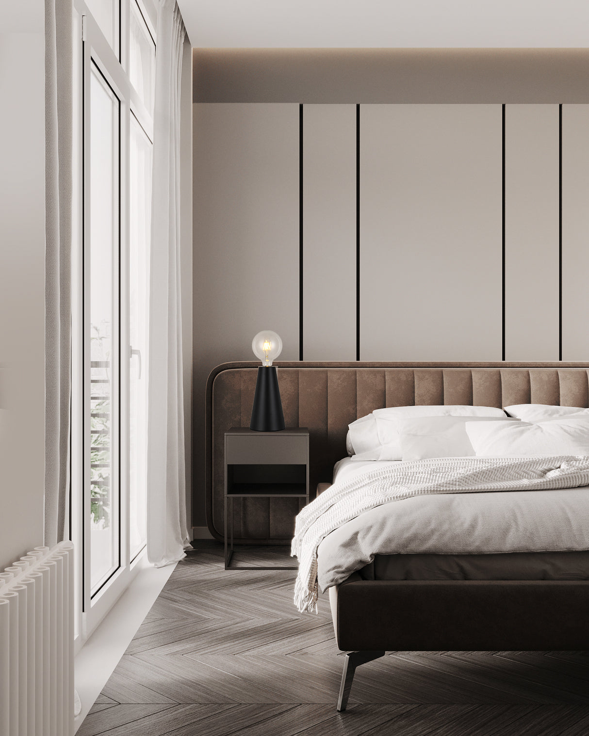 מנורת שולחן קייב שחור| עץ