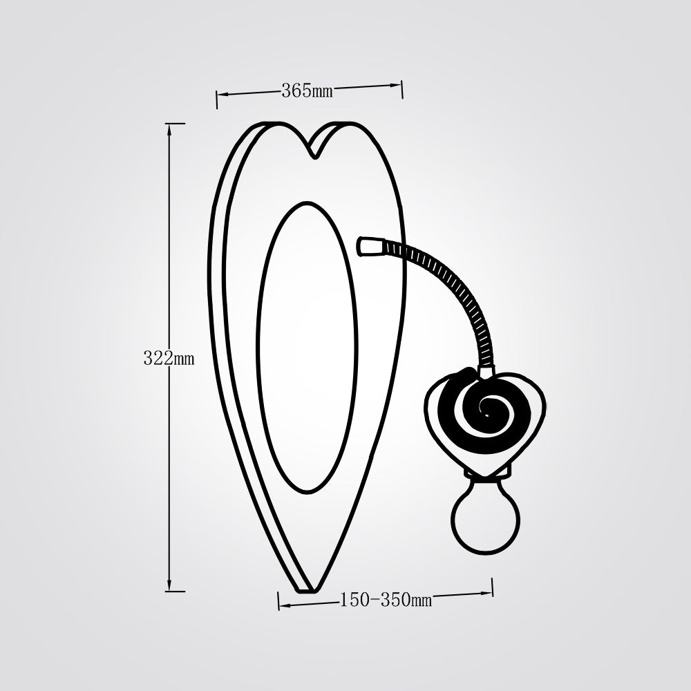 מנורת קיר ילדים מראה זאהי לב ורוד