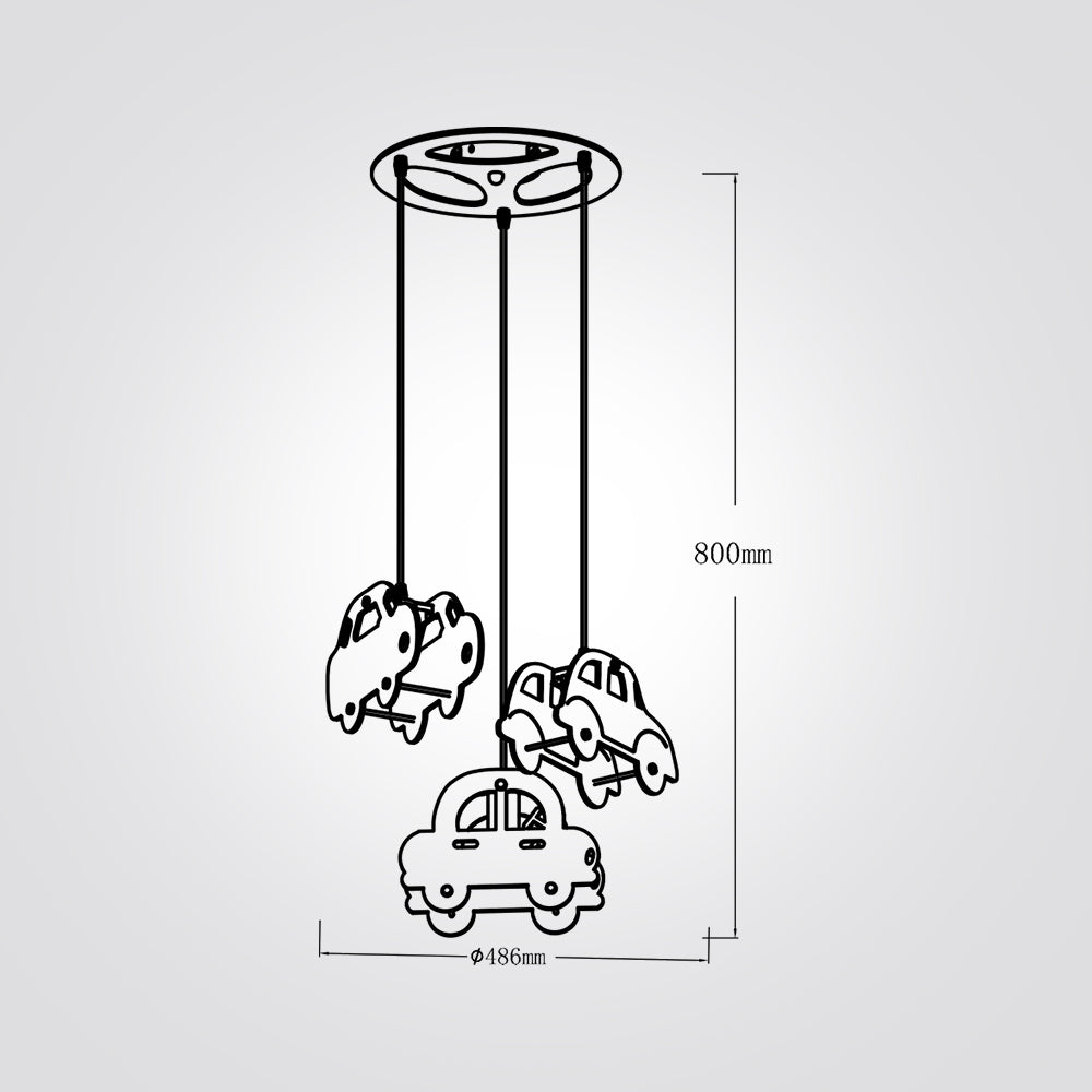 מנורת תליה ילדים מכוניות שלישייה