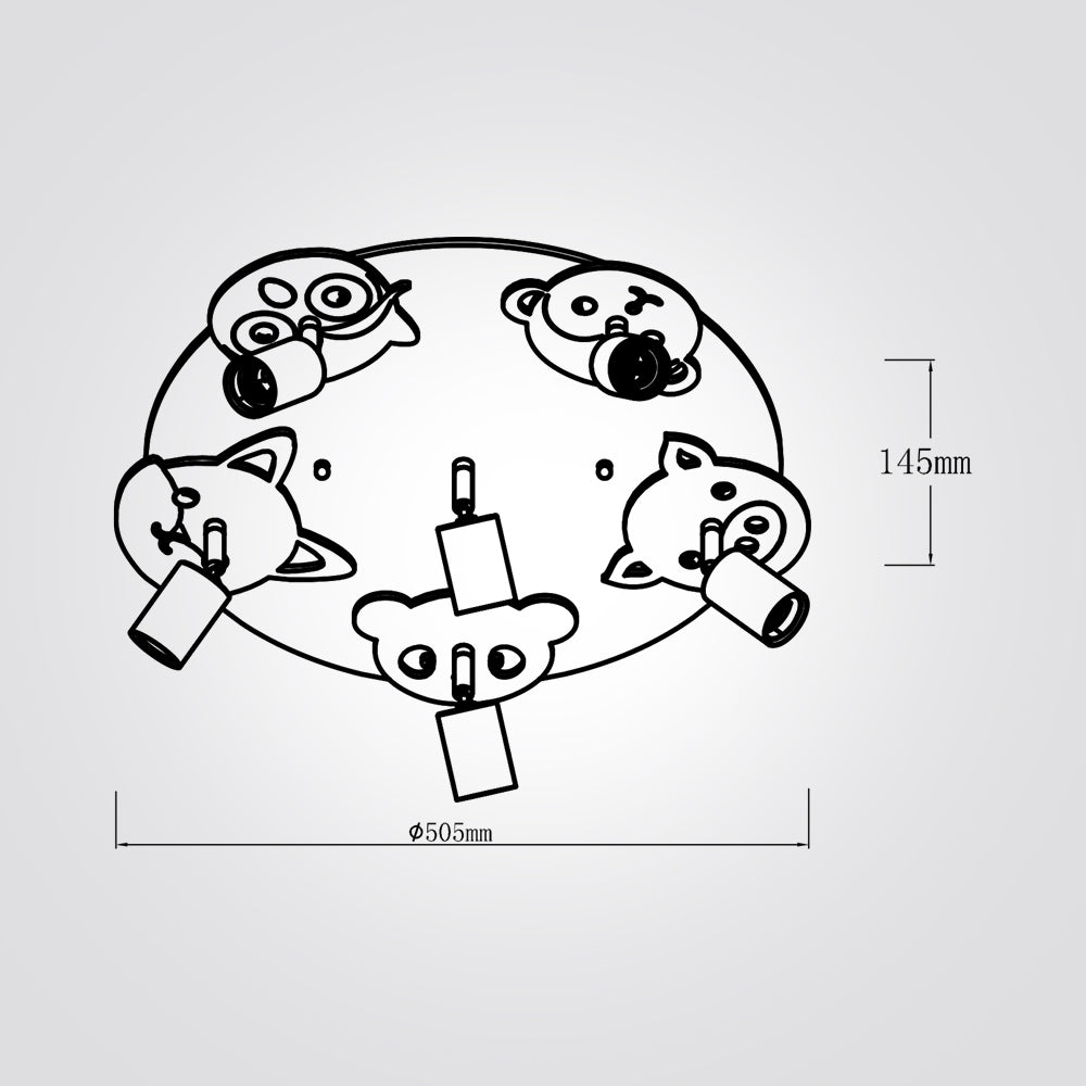 צמוד תקרה ילדים חיות צבעוני