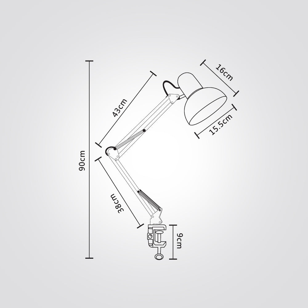 מנורת שולחן שרטוט קליפס שחור| לבן|כחול| כסף