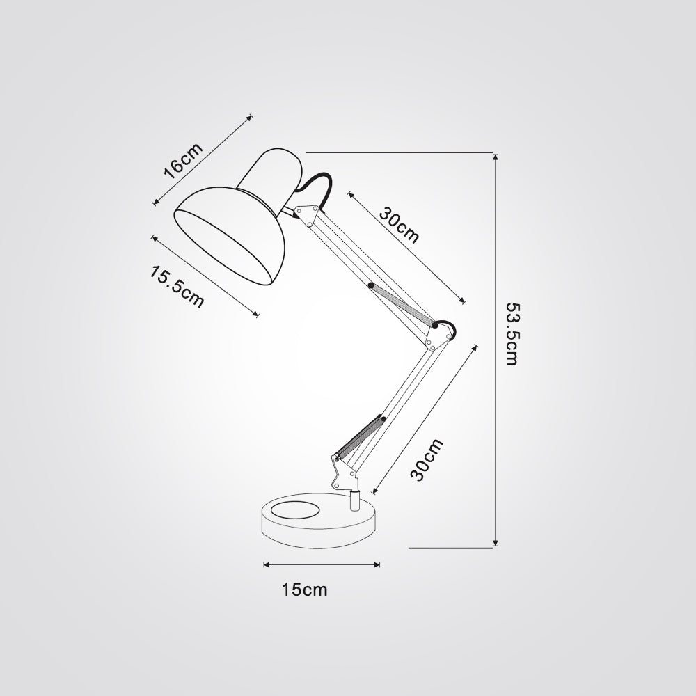 מנורת שולחן שרטוט שחור| לבן| כסוף| פליז
