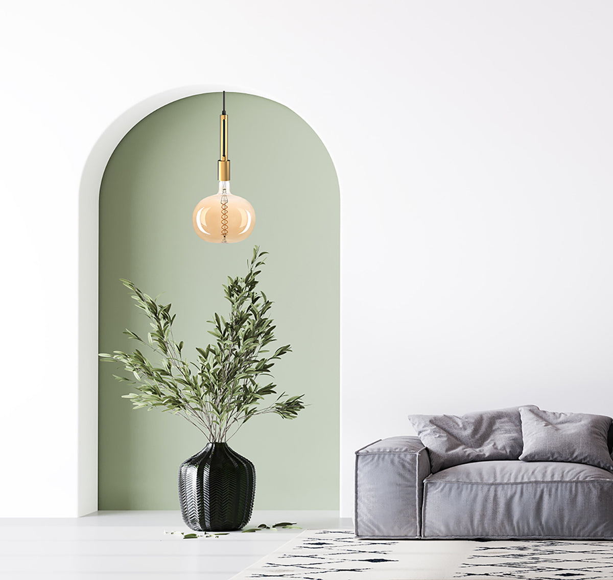 מנורת תליה צילינדר מונדר E27| זהב| פליז| עץ